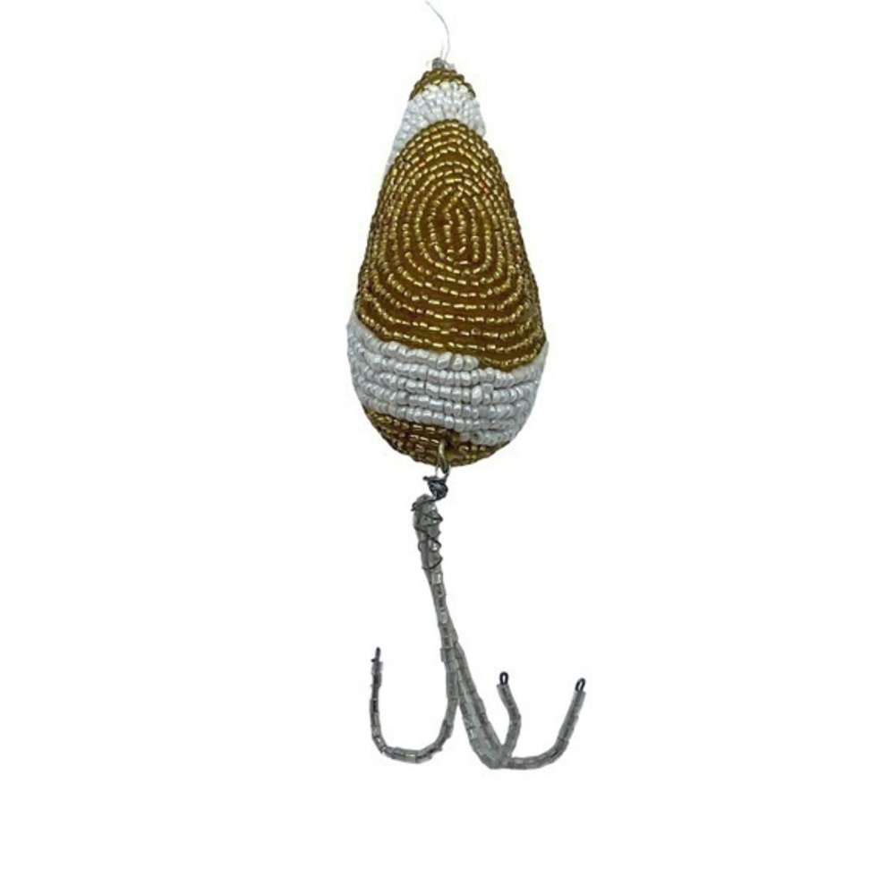 Department 56 Beaded White and Gold Ornament NWT